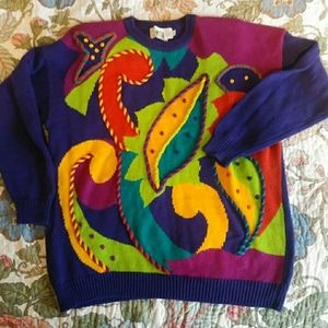 90s Santoria Neon Floral Sweater